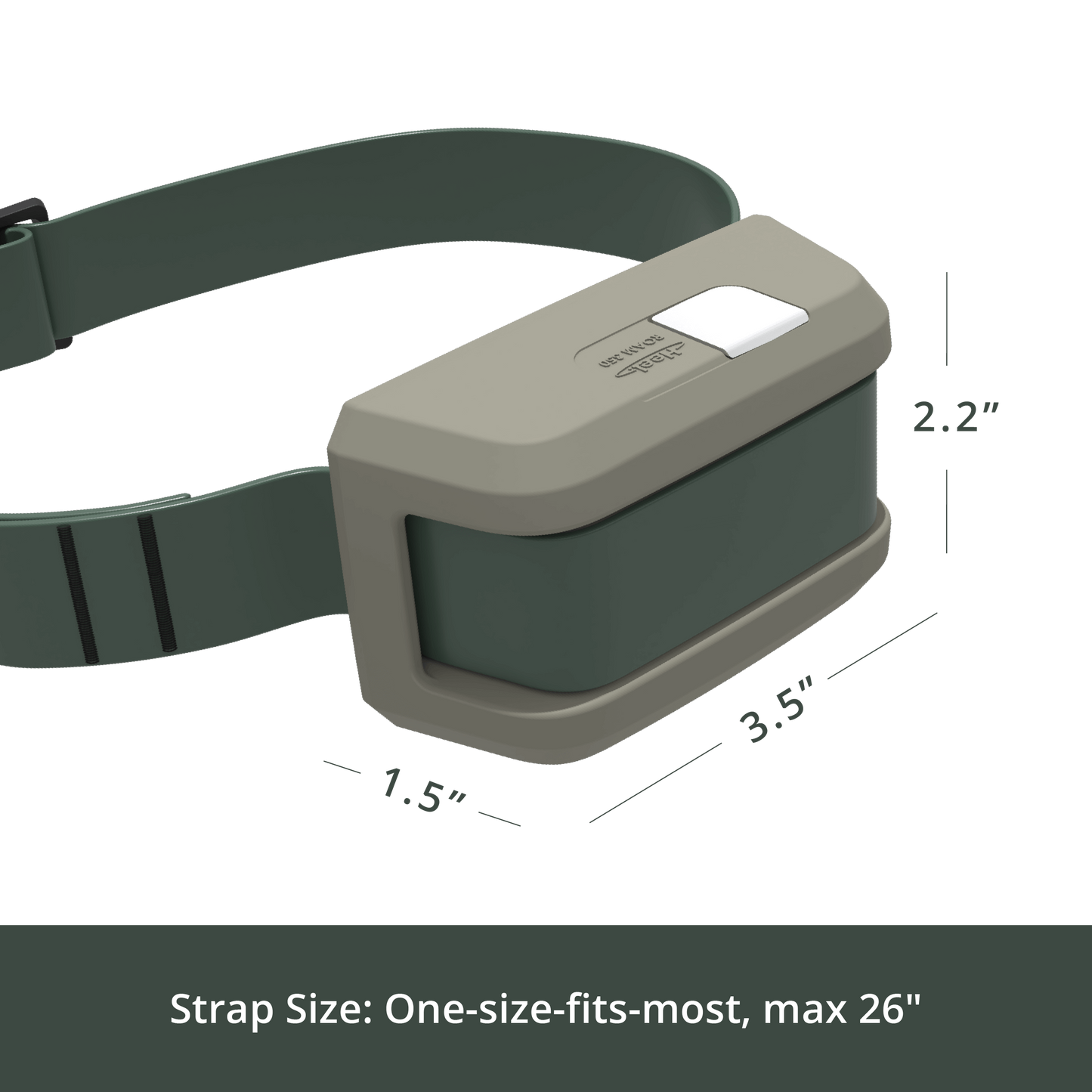 Measurement chart of the Roam 350 Waterproof Collar with dimensions labeled on a white background