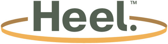 Heel™ logo with green text