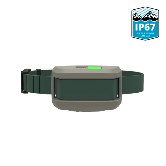 Forest Green Roam 350 Waterproof Collar with IP67 waterproof certification logo.
