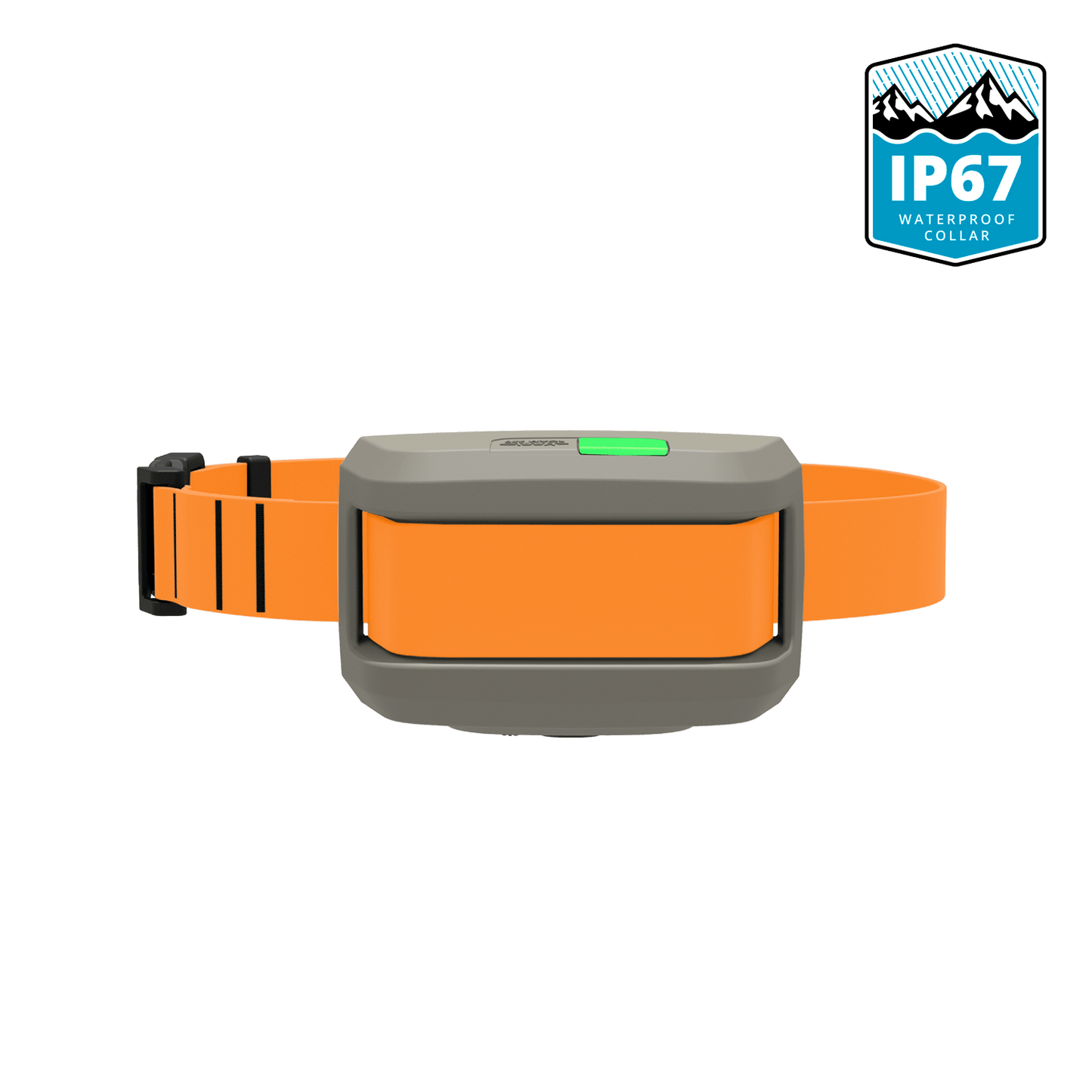 Blaze orange Roam 350 Waterproof Collar with IP67 waterproof certification logo.