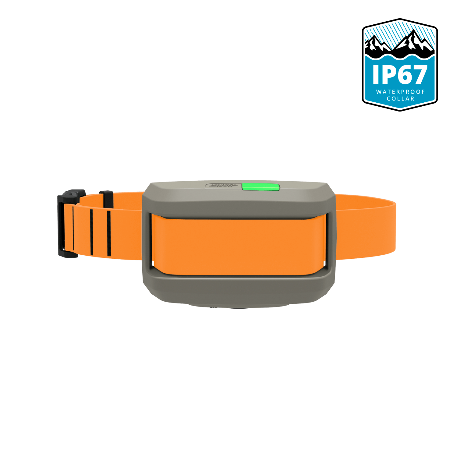 Blaze orange Roam 350 Waterproof Collar with IP67 waterproof certification logo.
