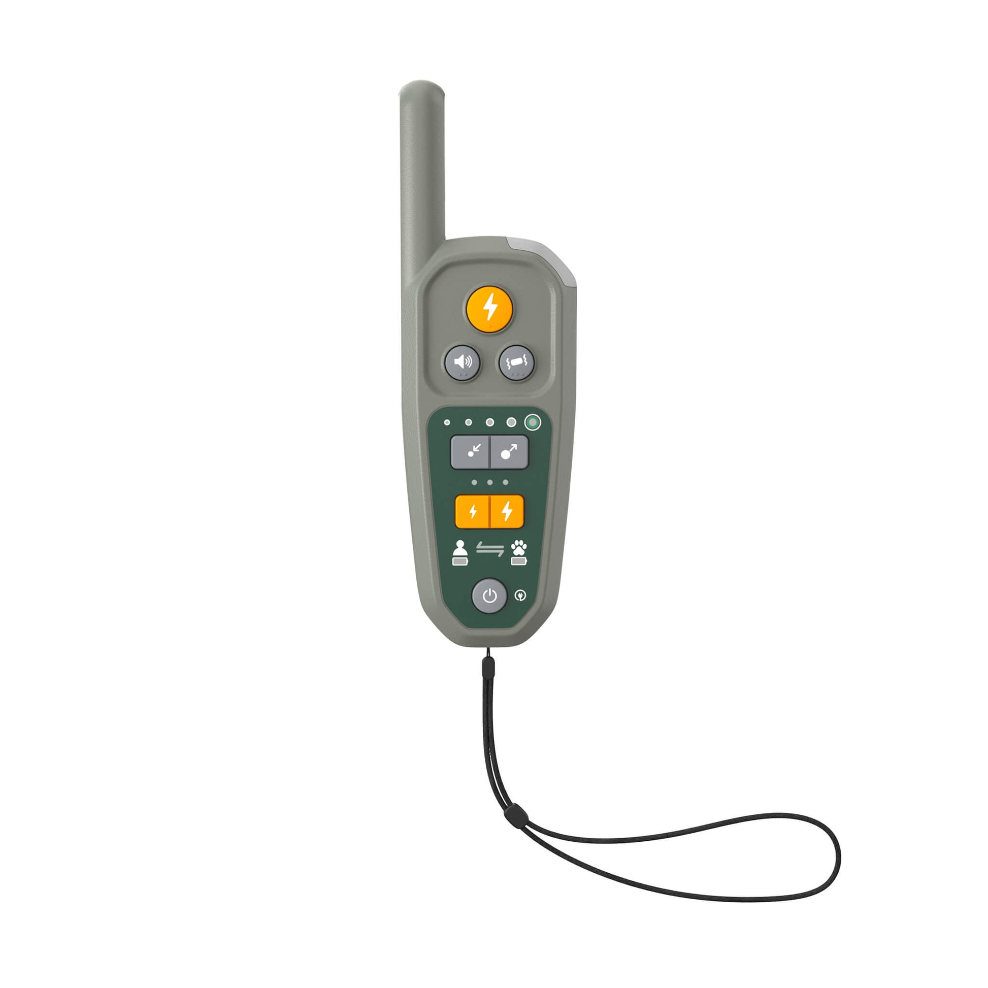 Heel™ ROAM 350™ remote with a lanyard connected on a white background